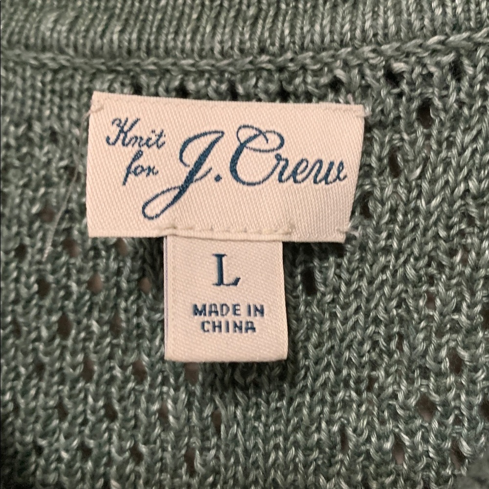 J. Crew Men’s Green Short-Sleeve Linen Diamond-Stitch Large Sweater Polo - Picture 5 of 12